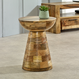 Indian Hub Surrey Solid Mango Wood Round Side Table – Handmade Mushroom Style, Fully Assembled