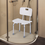 HOMCOM Adjustable Aluminium Shower Stool with U-Shaped Seat, Handle and Non-Slip Feet – Bath Chair, 136kg
