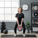 SPORTNOW 14kg Kettlebell with Wide Handle and Plastic Coating – Home Gym Strength Training Weight, Red and Grey