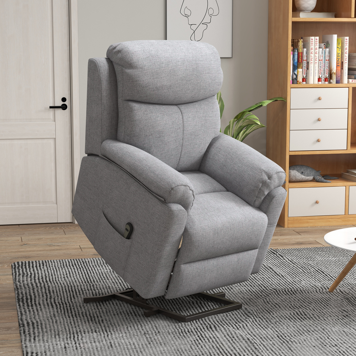 HOMCOM Power Lift Chair Electric Riser Recliner with Remote Control and Footrest, Grey