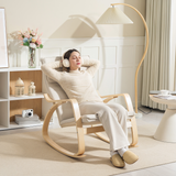 HOMCOM High Back Relax Rocking Chair with Padded Seat & Linen-Feel Fabric – Cream White
