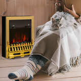 HOMCOM 2000W LED Flame Electric Fireplace with Coal Burning Effect – Freestanding Heater, Golden