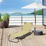 Outsunny Reclining Lounge Chair with 3-Level Adjustable Backrest – Camping, Hiking and Beach Chair, Beige