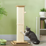 PawHut 87cm Cat Scratching Post 3-in-1 with Sisal Cover, Turntable Rail & Track Ball Toy – Oak