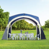 Outsunny 3.5 x 3.5M Dome Gazebo Party Tent with Open Shell & Top Hook – Event Shelter, Blue & Grey