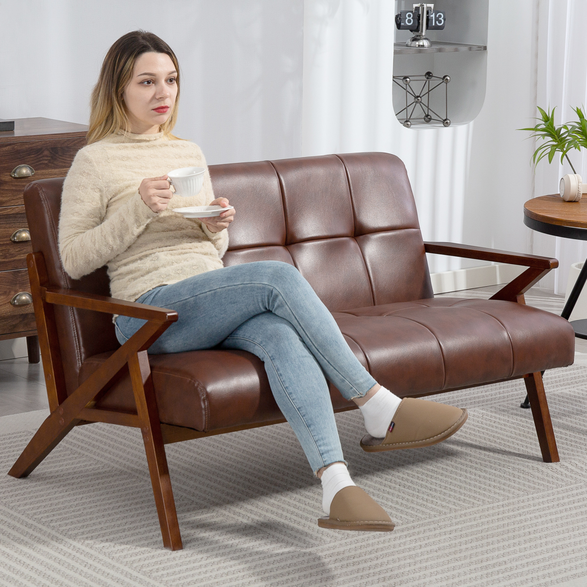 HOMCOM compact sofa side angle view