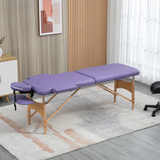 HOMCOM Portable Massage Table with Adjustable Height, Detachable Headrest & Carry Bag – Folding Beauty Bed, Purple
