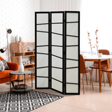 HOMCOM 3 Panel Folding Room Divider Privacy Screen with Paulownia Wood Frame – Space Divider