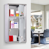 Wall-Mounted Stainless Steel Medicine Cabinet with 2 Shelves and Lockable Glass Door – Bathroom Storage