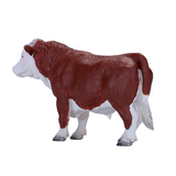 Mojo Hereford Bull Figurine, Hand-Painted Realistic Farm Animal Toy