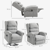 Electric Riser Recliner Chair with Remote Control, USB Port & Side Pockets – Velvet-Feel Power Lift Armchair, Grey