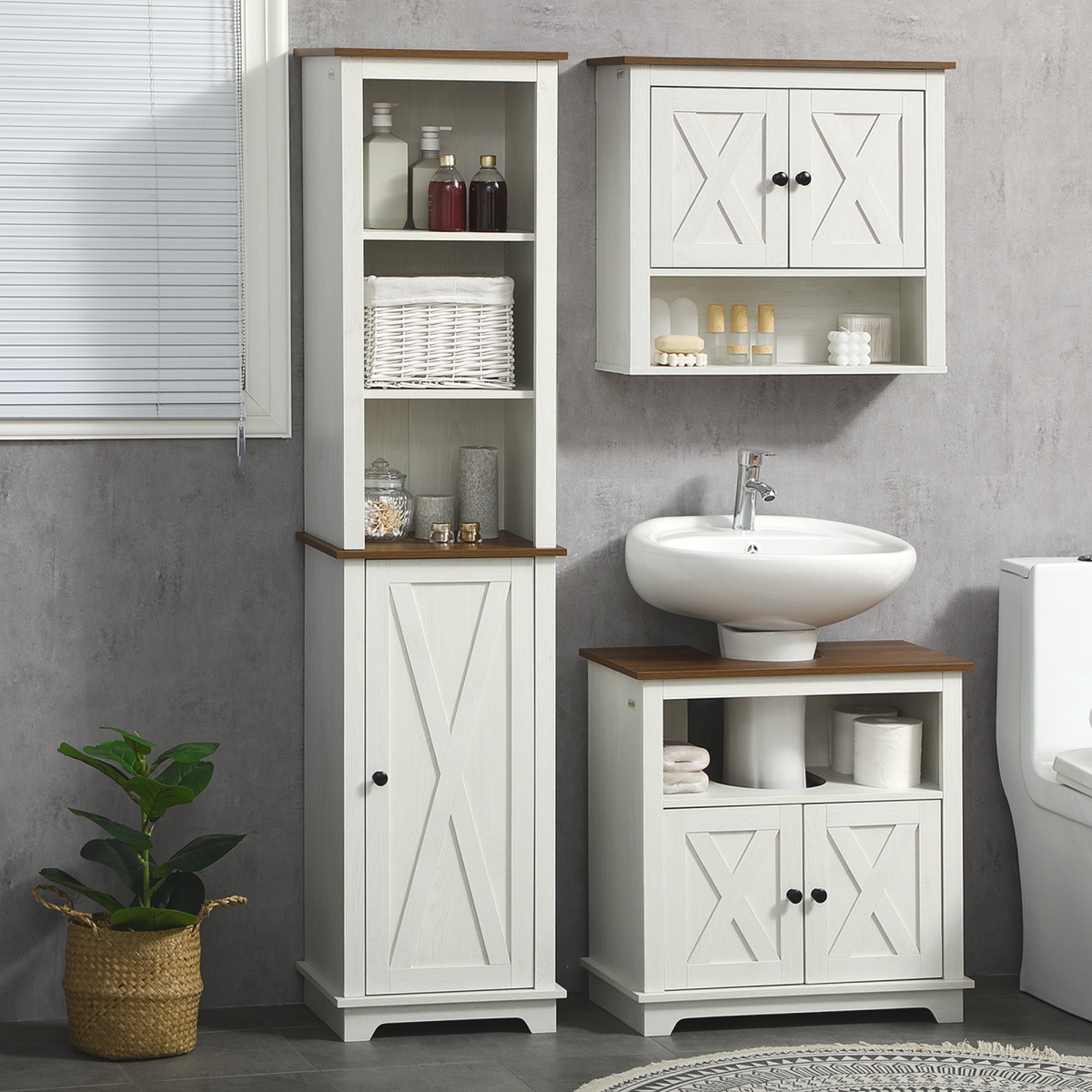 kleankin Tall Slim Bathroom Storage Cabinet with Door & Adjustable Shelves – Space-Saving Tallboy