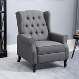 HOMCOM Fabric Recliner Armchair with Retractable Footrest – Comfortable Relaxation, Light Grey