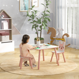 ZONEKIZ Kids Table and 2 Chairs Set with Rounded Edges – Children's Desk for Arts, Crafts & Homework, Pink