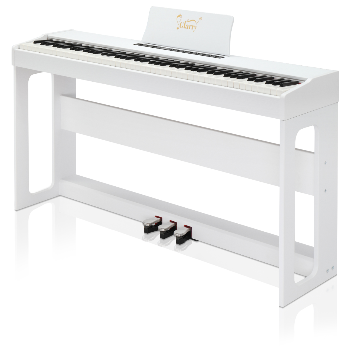 Glarry GDP-104 88 Key Weighted Digital Piano with Stand & Triple Pedals – Headphones Included, White