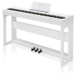 Glarry GDP-104 88 Key Weighted Digital Piano with Stand & Triple Pedals – Headphones Included, White