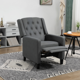HOMCOM Button Tufted Microfibre Recliner Armchair with Footrest and Padded Arms – Manual Reclining Chair, Grey