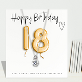 Aye Do Gifts 18th Birthday Gold Balloons Gift Hamper with Sterling Silver Necklace, Linen Candle & Chocolates