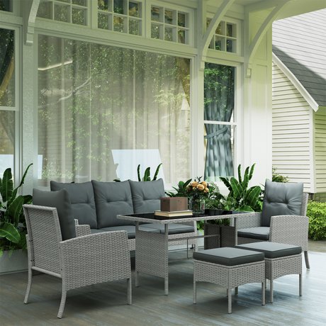 Outsunny rattan 3-seater sofa close-up