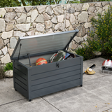 Outsunny 331L Outdoor Storage Box with Wheels, Lockable Lid & Galvanised Steel Frame – Garden Storage