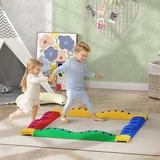 AIYAPLAY 12 Piece Kids Balance Beam Stepping Stones Set with Non-Slip Foot Pads – Indoor Outdoor, Multicoloured