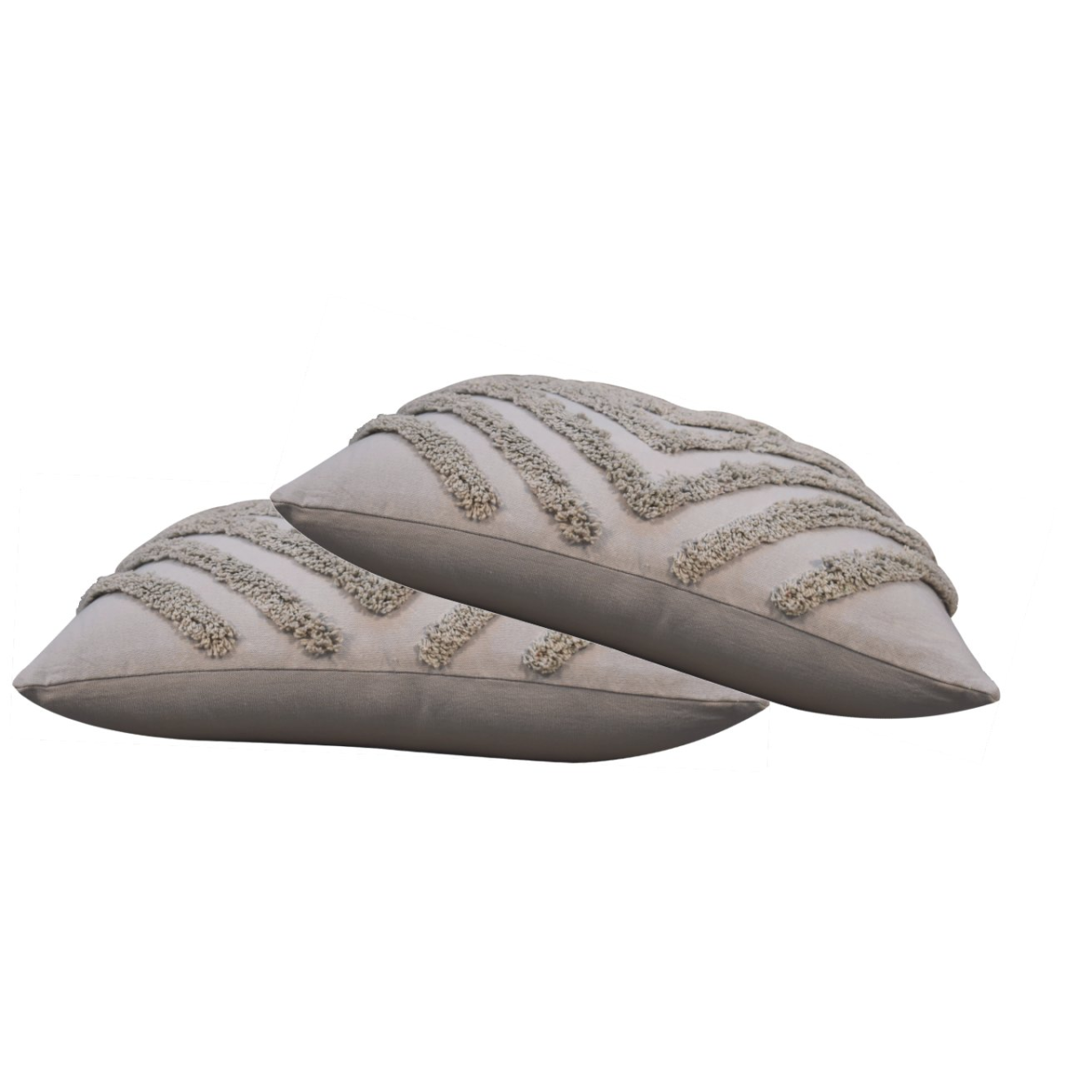 Artisan Furniture Tacy Bohemian Cotton Cushion Set of 2 – Diamond Woven Design with Tassels, Grey