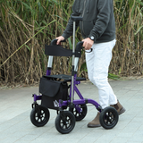 HOMCOM All-Terrain Rollator Walker with Seat, Backrest & Storage Bag – Folding Aluminium Mobility Aid, Purple