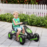 HOMCOM Children Pedal Go Kart with Adjustable Seat, Rubber Wheels and Handbrake – Ride-On for Ages 5-12, Green