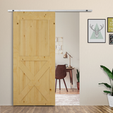 HOMCOM Sliding Barn Door Hardware Kit, 6ft/1860mm Track – Metal Gear Set for Single Doors up to 35kg