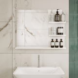 Kleankin Wall Mounted Bathroom Mirror with 3 Open Storage Shelves – Space-Saving Bathroom Storage, White