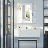 HOMCOM Wall-Mounted Bathroom Mirror Cabinet with Open Side Shelves – Spacious Family Storage