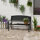 Outsunny 2-Seater Steel Garden Bench with Cast Iron Backrest & Anti-Skid Foot Pads – Antique Style, Black