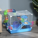 PawHut Hamster Cage Carrier with Exercise Wheel and Tunnel Tube – Small Animal House for Hamsters and Gerbils