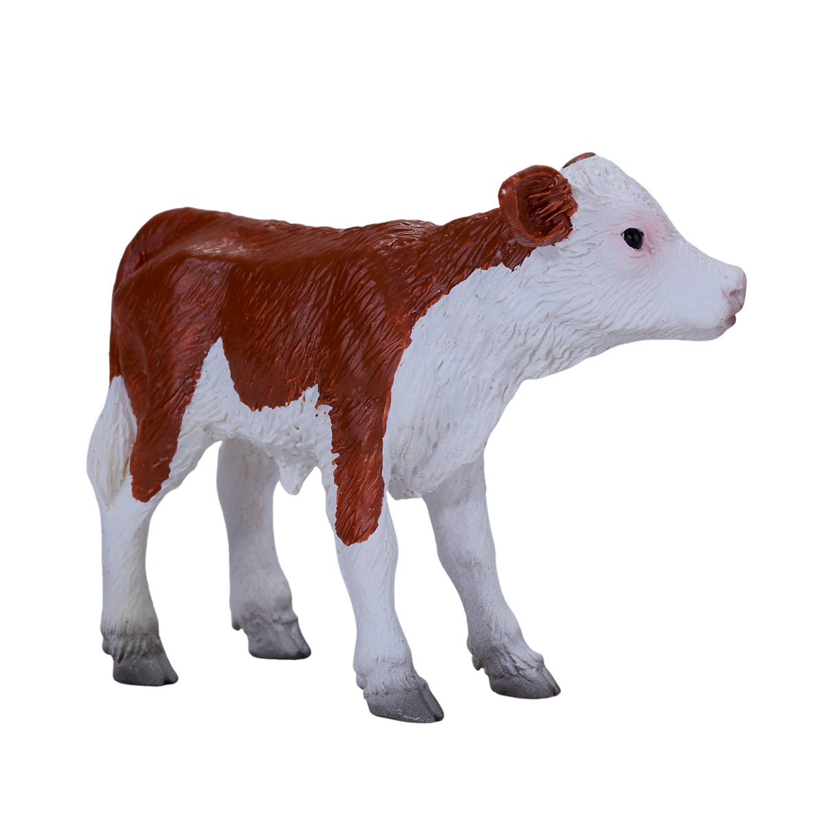 Mojo Hereford Calf Figurine – Hand-Painted Realistic Farm Animal Toy