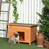 PawHut 82cm Wooden Dog Kennel with Opening Roof – Waterproof Outdoor Garden Shelter for X-Small Dogs