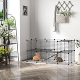 PawHut DIY 36-Panel Small Animal Playpen – Metal Cage with Door for Rabbits, Guinea Pigs and Chinchillas
