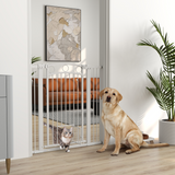 PawHut Stair Gate with Cat Door, Adjustable 76–104cm Width, 106cm Tall – Pet Safety Gate