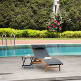 Outsunny Adjustable Ergonomic Garden Sun Lounger with Pillow & Texteline Seat – Outdoor Chaise, Black