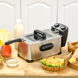 HOMCOM 3L Deep Fat Fryer with Adjustable Temperature & 60-Min Timer, Viewing Window – 2000W