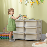 HOMCOM Kids Storage Unit with Six Drawers – Vertical Toy Box Dresser for Bedroom & Playroom, Cream