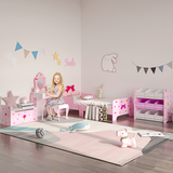 ZONEKIZ Kids Vanity Set with Mirror, Drawer, Cute Patterns, for Girls – Pink