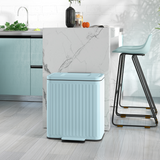 HOMCOM 2 x 20L Double Pedal Bin with Soft-Close Lids – Rubbish & Recycling Kitchen Bin, Light Green