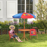 Outsunny Kids Bistro Table and Chair Set with Cowboy Theme, Adjustable Parasol – Outdoor Play Set