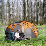 Outsunny 4-5 Person Pop-Up Dome Camping Tent with Windows & Carry Bag – Family Festival Tent, Orange
