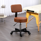 HOMCOM Adjustable Swivel Salon Chair with Padded Seat, High Back and 5 Wheels – PU Leather, Brown