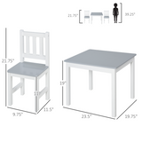 Kids Table and Chair Set, 3-Piece Wooden Table with 2 Chairs – Playroom Furniture for Ages 3+, Grey and White