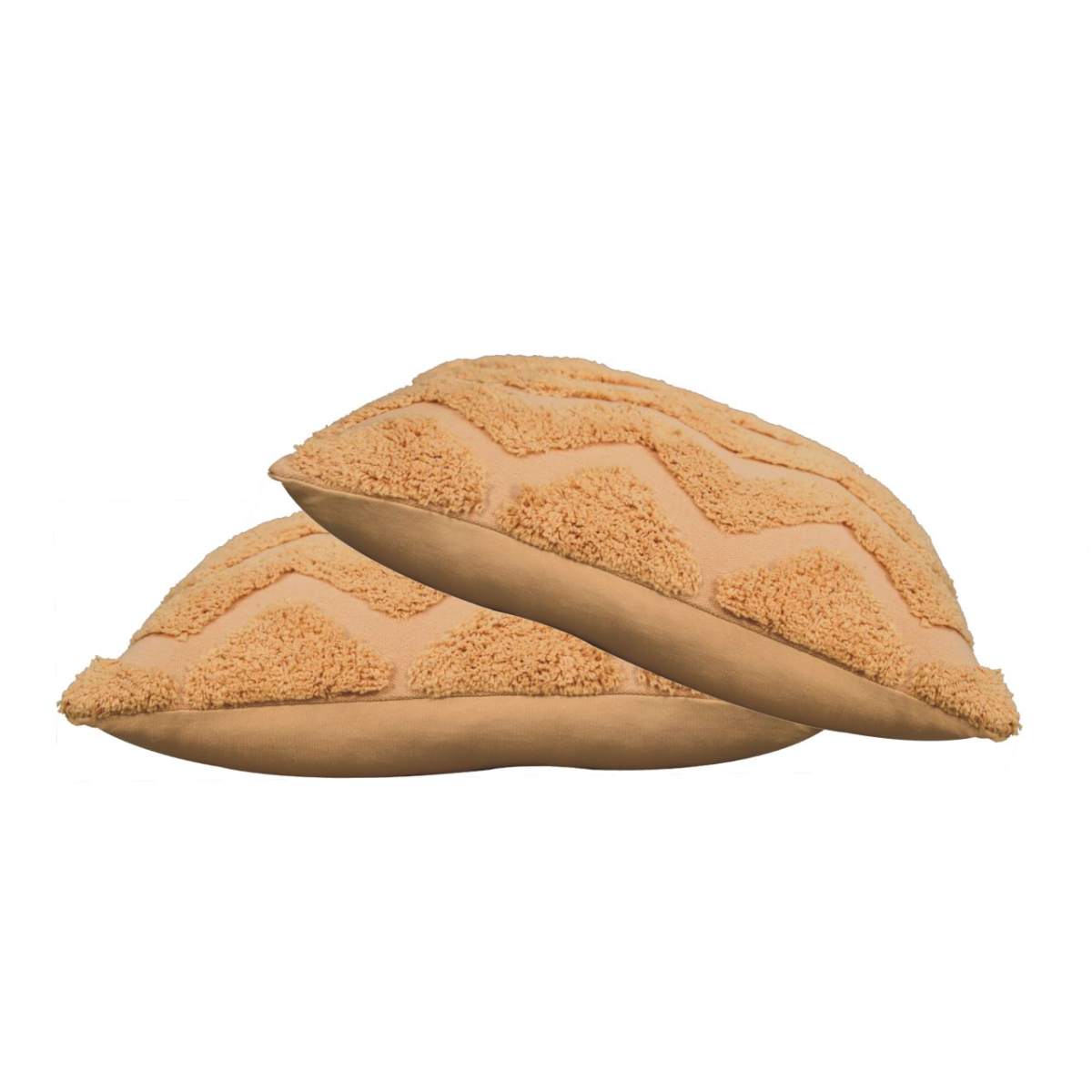 Artisan Furniture Zig-Zag Embossed Cushion Set of 2 with Zip Fastening and Hollowfibre Filling, Mustard