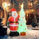 Outsunny 7ft Christmas Inflatable Santa Claus & Tree with Rotating Magic Ball Light – Indoor & Outdoor, Red