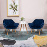 Luxe Velvet-Feel Accent Tub Chair with Wide Arms & Solid Wood Legs – Living Room Armchair, Blue