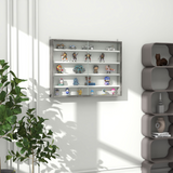 HOMCOM 5-Tier Wall Display Cabinet with Glass Doors & Adjustable Shelves – Space-Saving Wall Storage, Grey